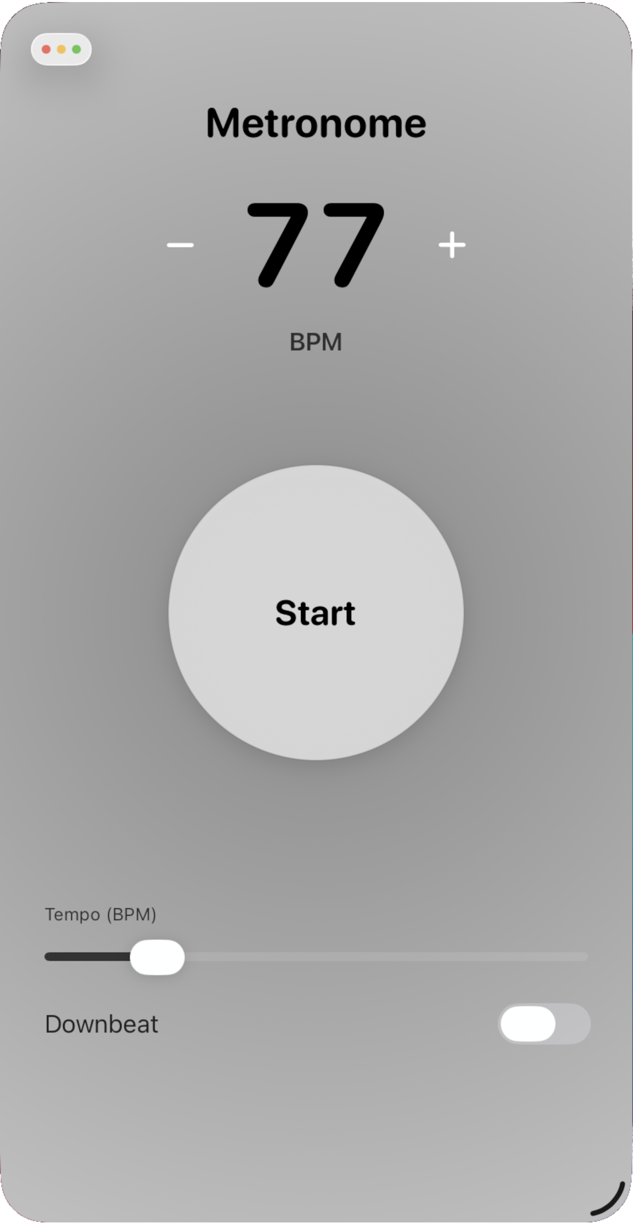 TikTak Metronome main screen